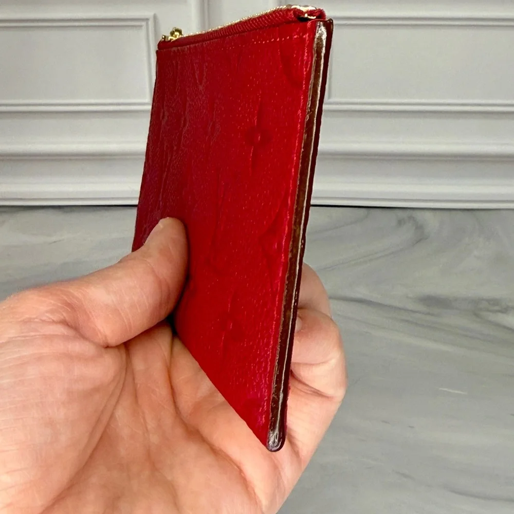 Louis Vuitton Red Monogram Empreinte Leather Zip Coin Pouch